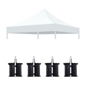 10x10 Canopy Replacement Top for Pop Up Canopy Tent and 4PC Pack Canopy Weight Bag(only cover not include frame) White