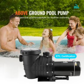 Above Ground Pool Pump, 2 HP, 110 GPM Max Flow Single Speed Swimming Pool Pump, 110V/240V 3450 RPM 59 ft Max Head Pool Pump with Filter Basket